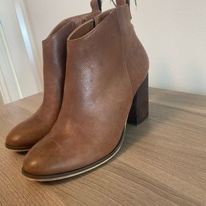 Brown leather booties